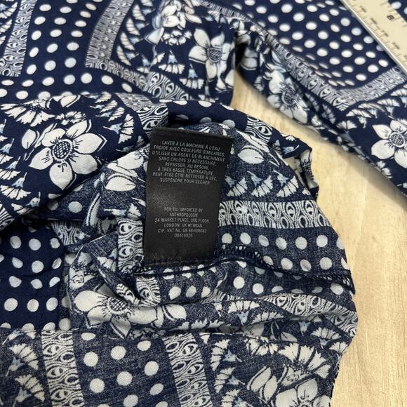 Maeve Anthropologie Floral Rayon Blouse Blue White Size 6 - Picture 11 of 11